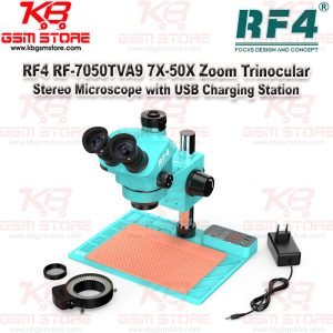RF4 RF-7050TVA9 7X-50X Zoom Trinocular Stereo Microscope with USB Charging Station