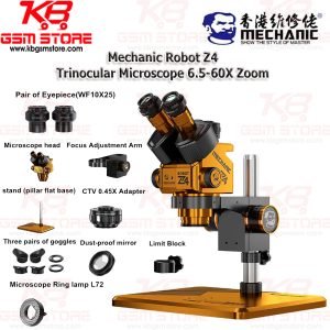 Mechanic Robot Z4 Trinocular Microscope 6.5-60X Zoom
